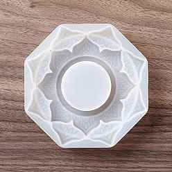 Blanc Bricolage 3 couches moules en silicone de qualité alimentaire lotus, moules à chandelier, moules de moulage en résine gesso, blanc, 96x96x22mm, diamètre intérieur: 93x93 mm