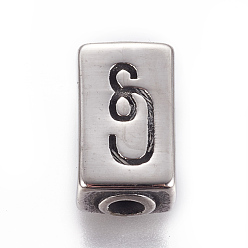 Antique Silver 304 Stainless Steel Beads, Cuboid, Antique Silver, 13.5x8x5.5mm, Hole: 2.8mm