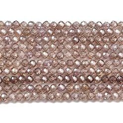 Camel Cubic Zirconia Bead Strands, Faceted Rondelle, Camel, 3mm, Hole: 0.6mm, about 131pcs/strand, 15.16 inch(38.5cm)