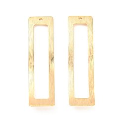 Real 18K Gold Plated Rack Plating Brass Pendants, Rectangle Charm, Real 18K Gold Plated, 44.5x11.5x2mm, Hole: 1.4mm