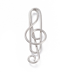 Platinum Musical Note Shape Iron Paperclips, Cute Paper Clips, Funny Bookmark Marking Clips, Platinum, 36x12x2.5mm