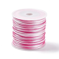 Perlas de Color Rosa Cordón de hilo de nailon teñido en segmento, cordón de satén de cola de rata, para la fabricación de la joyería diy, nudo chino, rosa perla, 1 mm