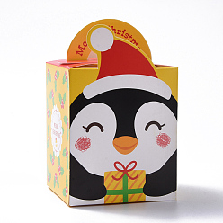 Coloré Coffrets cadeaux de bonbons à thème de noël, boîtes d'emballage, pour noël présente des bonbons fête du festival de noël, modèle de pingouin, colorées, 10.2x8.3x8.2 cm
