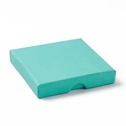Turquoise Papier avec tapis éponge boîtes à colliers, carrée, turquoise, 9x9x1.6 cm, Diamètre intérieur: 8.3x8.3x1 cm