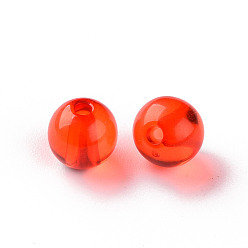 Red Transparent Acrylic Beads, Round, Red, 8x7mm, Hole: 2mm, about 1745pcs/500g