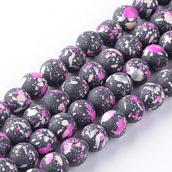 Orchid Baking Painted Glass Bead Strands, Round, Orchid, 6mm, Hole: 1mm, about 133pcs/strand, 31.4 inch