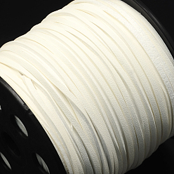 Creamy White Faux Suede Cord, Faux Suede Lace, One Side Covering with Imitation Leather, Creamy White, 2.7x1.4mm, about 98.42 yards(90m)/roll