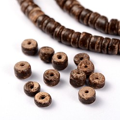 Brun De Noix De Coco Noix de coco naturelle brins colonne de perles, brun coco, 5x2~5mm, Trou: 1mm, Environ 134 pcs/chapelet, 15.4 pouce