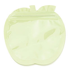 Green Yellow Apple Shaped Plastic Packaging Yinyang Zip Lock Bags, Top Self Seal Pouches, Green Yellow, 10.2x10.1x0.15cm, Unilateral Thickness: 2.5 Mil(0.065mm)