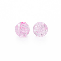 Perlas de Color Rosa Granos de acrílico transparentes crepitar, rondo, rosa perla, 8x7 mm, agujero: 1.8~2 mm, Sobre 1745 unidades / 500 g