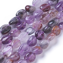 Quartz Rutilated Naturelles quartz rutile brins de perles, pierre tombée, nuggets, 7~12x6~8mm, Trou: 1mm, Environ 45~47 pcs/chapelet, 15.7 pouce (40 cm)