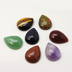 Mixed Stone Gemstone Cabochons, teardrop, Mixed Color, 18x13x5mm