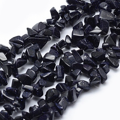 Blue Goldstone Synthetic Blue Goldstone Beads Strands, Chip, 5~8mm, Hole: 1mm, about 33 inch(84cm)