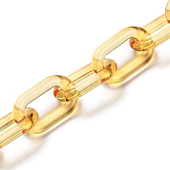 Verge D'or Chaînes de câble acryliques transparentes faites à la main, pour la fabrication de bijoux, non soudée, ovale, verge d'or, lien: 27x16.5x4 mm, 39.37 pouce (1 m)/brin