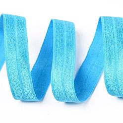 Deep Sky Blue Plain Elastic Band, Webbing Garment Sewing Accessories, Deep Sky Blue, 5/8 inch(15mm), about 50yards/roll