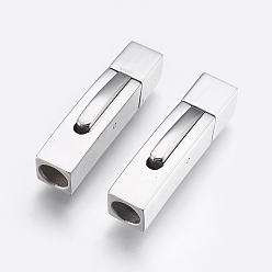 Stainless Steel Color 304 Stainless Steel Bayonet Clasps, Rectangle, Stainless Steel Color, 30x7mm, Hole: 5mm