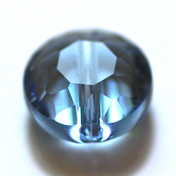 Bleu Ciel Clair Imitations de perles de cristal autrichien, grade de aaa, facette, plat rond, lumière bleu ciel, 6x3.5mm, Trou: 0.7~0.9mm