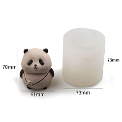 Blanco Figura de panda con bolso cruzado, vela perfumada, moldes de silicona, moldes para hacer velas, molde para velas de aromaterapia, blanco, 7.3x7.3 cm, diámetro interior: 7x6.1 cm