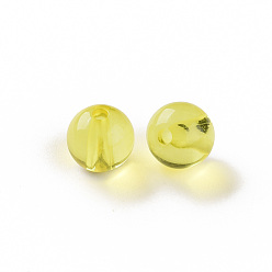 Jaune Perles acryliques transparentes, ronde, jaune, 10x9mm, trou: 2 mm, environ 940 pcs / 500 g