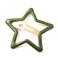 Verde Pinzas para el cabello con broche de esmalte de aleación de estrella, accesorio para el cabello para niñas, la luz de oro, verde, 58x59x4 mm