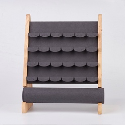 Gray Wood Earring Displays, Earrings Bracelets Holders Organizers, with Faux Suede, Rectangle, Gray, 26.3x16.7x32.5cm