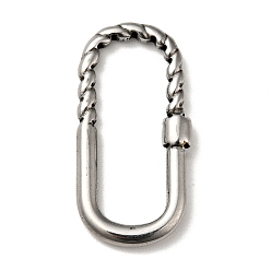 Antique Silver Tibetan Style 304 Stainless Steel Linking Rings, Oval Locking Carabiner Shape, Antique Silver, 25x12.5x3mm, Inner Diameter: 7.5x21mm