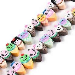 Colorful Handmade Polymer Clay Beads Strands, Imitate Food, Ice Cream, Colorful, 9~12.5x5~9x4.5~5mm, Hole: 1.2~1.6mm, about 40pcs/strand, 14.09 inch(35.8cm)