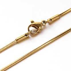 Golden 304 Stainless Steel Snake Chains Necklaces, with Lobster Clasps, Golden, 17.7 inch(45cm), 1mm