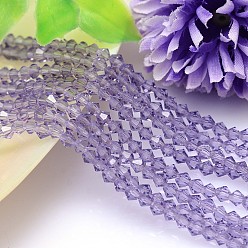 Pourpre Moyen Imitation facettes cristal autrichien rangées de perles, grade de aaa, Toupie, support violet, 8x8mm, Trou: 0.9~1mm, Environ 50 pcs/chapelet, 15.7 pouce