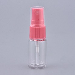Rosa Caliente Botellas de spray de plástico para mascotas portátiles vacías, atomizador de niebla fina, con tapa antipolvo, botella recargable, color de rosa caliente, 7.55x2.3 cm, capacidad: 10 ml (0.34 fl. oz)
