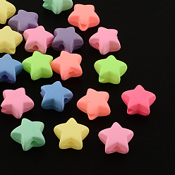Mixed Color Star Spray Painted Fluorescent Acrylic Beads, Mixed Color, 11x12x6mm, Hole: 2mm, about 1290pcs/500g