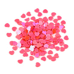 Темно-Розовый Сердце ab цветной орнамент аксессуары, пластиковые пайетки / блестки из пвх, без отверстия , темно-розовыми, 2.7x3x0.4 мм, Около 180000 шт / 500 г