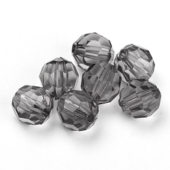 Gris Clair Perles acryliques transparentes, facette, ronde, gris clair, 14x13mm, trou: 1.8 mm, environ 330 pcs / 500 g