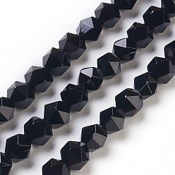 Black Onyx Hebras de cuentas de ónix negro natural, facetados, teñido y climatizada, 8x8 mm, agujero: 1 mm, sobre 49 unidades / cadena, 15.7 pulgada
