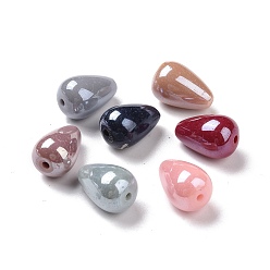 Couleur Mélangete Perles acryliques opaques, larme lisse, couleur mixte, 15x10mm, Trou: 1.6mm, environ600 pcs / 500 g