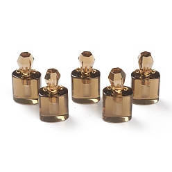 Quartz Fumé Pendentifs naturelles de quartz fumé, bouteille de parfum ouvrable, avec les accessoires en laiton de tonalité d'or, 33~35x17~19x11~13mm, Trou: 2mm, capacité: 1 ml (0.03 fl. oz)