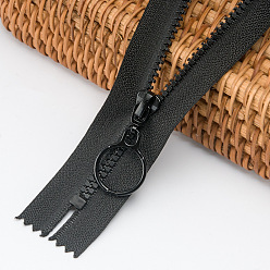 Noir Fermetures à glissière en polyester pour accessoires de vêtement, anneaux de levage de fermeture à glissière en résine pour sacs à coudre, noir, 25 cm