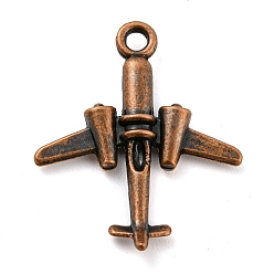 Red Copper Alloy Pendants, Cadmium Free & Lead Free, Airplane, Red Copper, 26x22x4mm, Hole: 2mm, about 666pcs/1000g