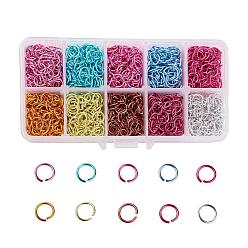 Mixed Color Aluminum Wire Open Jump Rings, Mixed Color, 18 Gauge, 8x1mm, about 2020pcs/box