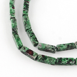 Ruby in Zoisite Dyed Cuboid Natural Ruby in Zoisite Gemstone Bead Strands, 11~14x4~5x4~5mm, Hole: 1mm, about 29~31pcs/strand, 15.3 inch