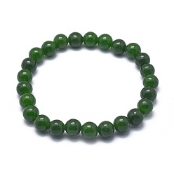 Jade Taiwan Bracelets stretch de perles de jade taiwan naturelles, ronde, teint, 2 pouces ~ 2-1/8 pouces (5.2~5.5 cm), perle: 10 mm