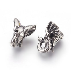 Antique Silver 304 Stainless Steel Beads, Elephant, Antique Silver, 16x12.5x7.5mm, Hole: 1.8mm