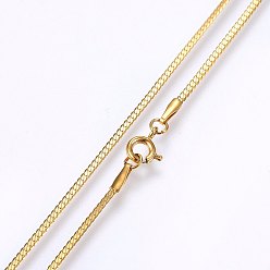 Golden 304 Stainless Steel Snake Chain Necklaces, with Lobster Claw Clasps, Golden, 18.1 inch(46cm), 1.6x0.4mm