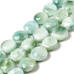 Natural Glass Brins de perles de verre naturel, classe AB +, plat rond, bleu aqua, 12x5~7mm, Trou: 1.2mm, Environ 34 pcs/chapelet, 15.5~15.7'' (39.37~39.88 cm)
