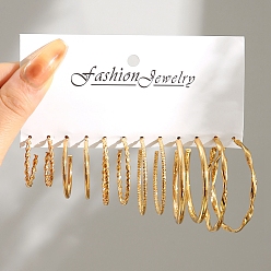 Золотой Серьги-гвоздики Twist Wave, серьги полукольца с бусинами из искусственного жемчуга для женщин, золотые, 20~49 мм, 6 стили, 1 пара / стиль, 6 пар / набор