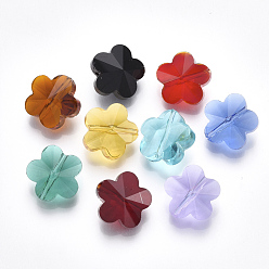 Mixed Color Transparent Glass Beads, Faceted, Flower, Mixed Color, 13x13.5x8mm, Hole: 1.2mm
