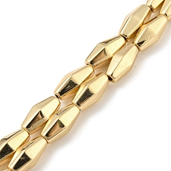 Light Gold Plated Electroplated Synthetic Magnetic Hematite Beads Strands, Rhombus, Light Gold Plated, 12~12.3x5.2~5.8x5.2~5.8mm, Hole: 1.2mm, about 33pcs/strand, 17.91''(45.5cm)