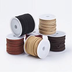 Mixed Color Faux Suede Cord, Faux Suede Lace Sets, Mixed Color, 3x1.5mm, about 5.46 yards(5m)/roll, 6roll/bag