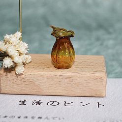 Verge D'or Ornements miniatures de vase en verre à haute teneur en borosilicate, accessoires de maison de poupée de jardin paysager micro, faire semblant de décorations d'accessoires, avec bord ondulé, verge d'or, 15x20mm