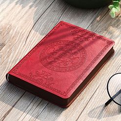 Crimson PU Leather Notebook, with Paper Inside, for School Office Supplies, Rectangle with Round Pattern, Crimson, 14.6x10.5cm